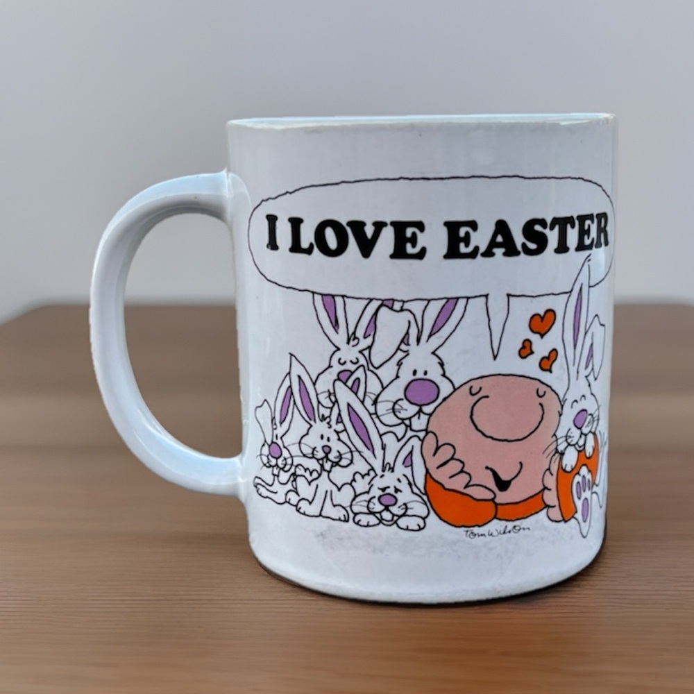 Ziggy Vintage 1982 I Love Easter Stoneware Coffee/Tea Mug/Cup Bunnies Rabbits